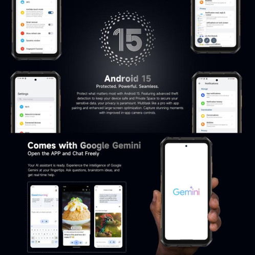  Ulefone Armor X16, 6 Go + 128 Go, vision nocturne, téléphone robuste IP68/IP69K, écran 6,56 pouces, Android 15, MediaTek Helio G91 Octa Core, réseau : 4G, NFC, OTG (or) SU937J1024-017